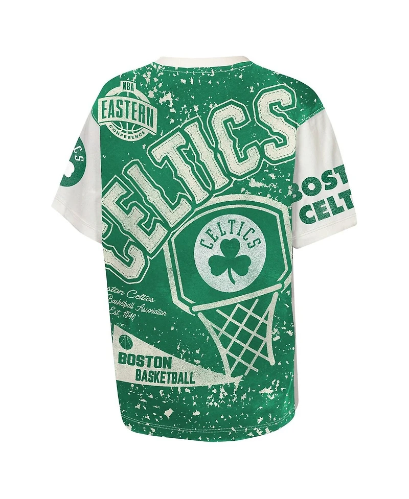 Outerstuff Big Boys and Girls Cream Boston Celtics Top Player All-Over-Print T-Shirt