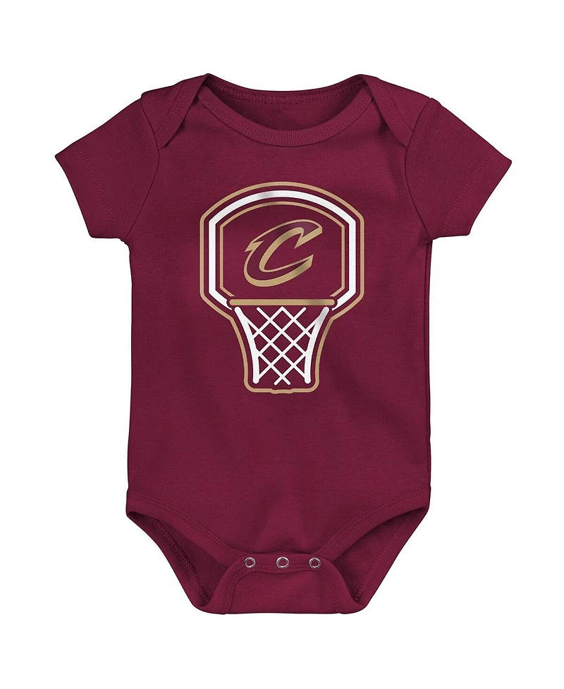 Outerstuff Baby Boys and Girls 3-Pack Cleveland Cavaliers Littlest Player Bodysuit Set