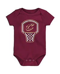 Outerstuff Baby Boys and Girls 3-Pack Cleveland Cavaliers Littlest Player Bodysuit Set