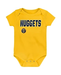 Outerstuff Baby Boys and Girls 3-Pack Denver Nuggets Littlest Player Bodysuit Set