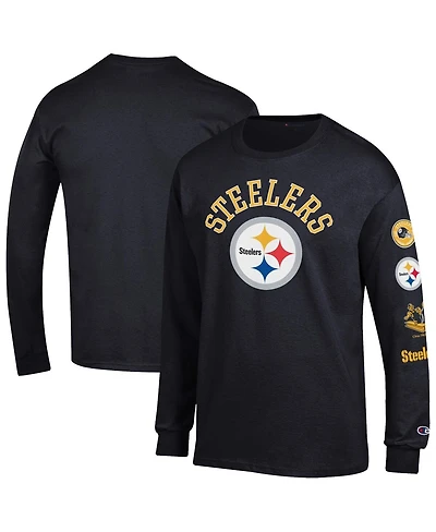 Champion Men's Black Pittsburgh Steelers Seal Long Sleeve T-Shirt