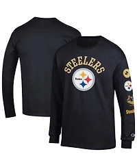 Champion Men's Black Pittsburgh Steelers Seal Long Sleeve T-Shirt