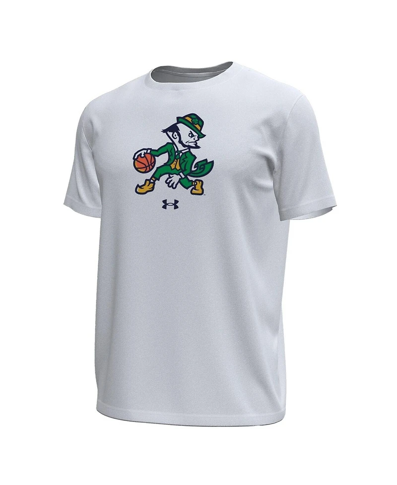 Under Armour Men's White Notre Dame Fighting Irish Basketball Leprechaun Tech Stretch T-Shirt