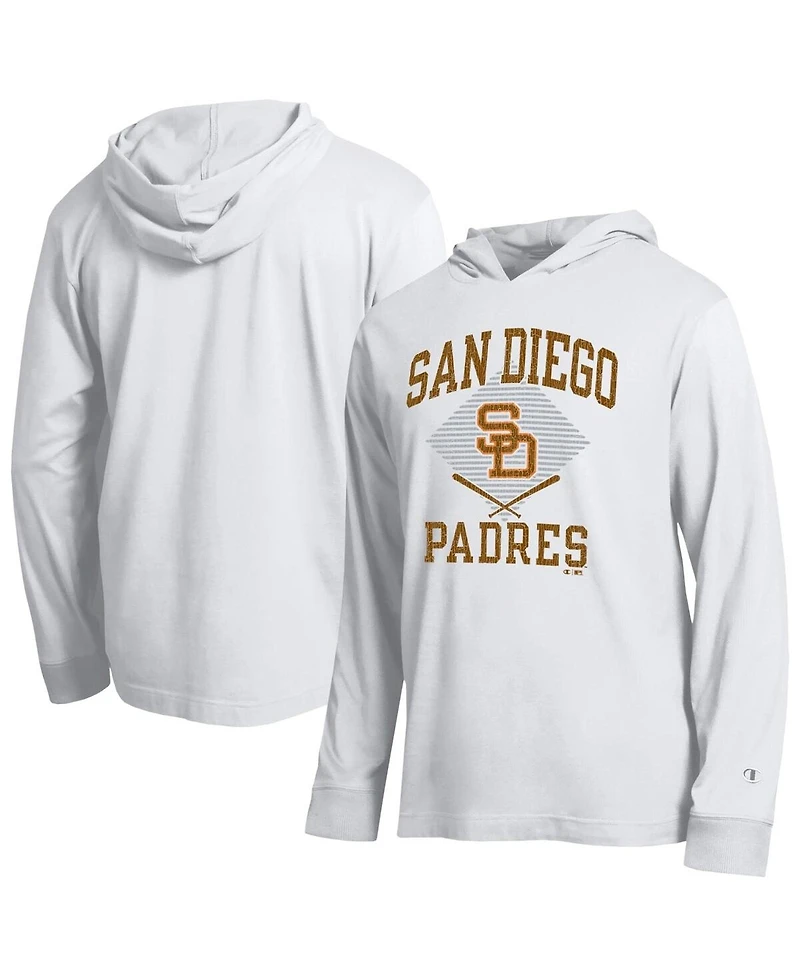 Champion Men's White San Diego Padres Cooperstown Hooded Long-Sleeve T-Shirt