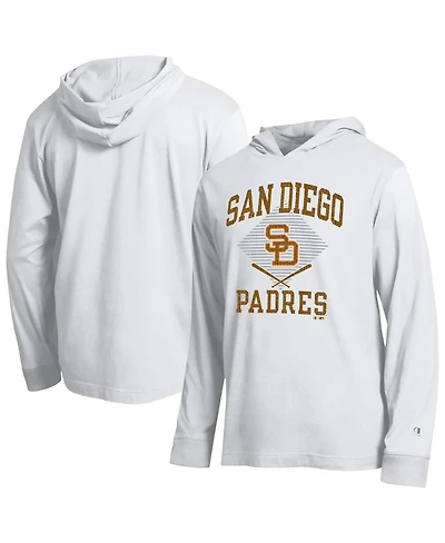 Champion Men's White San Diego Padres Cooperstown Hooded Long-Sleeve T-Shirt