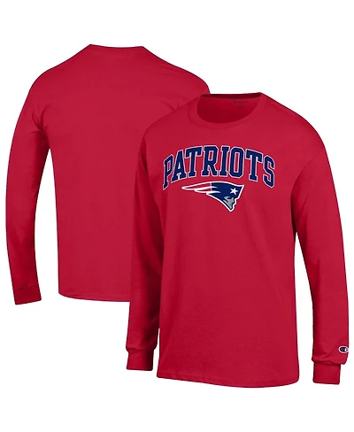 Champion Men's Red New England Patriots Arch Over Logo Long Sleeve T-Shirt