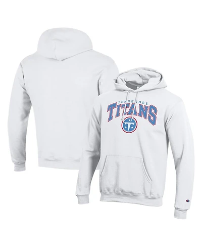 Champion Men's White Tennessee Titans Powerblend Arch over Logo Hoodie