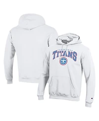 Champion Men's White Tennessee Titans Powerblend Arch over Logo Hoodie