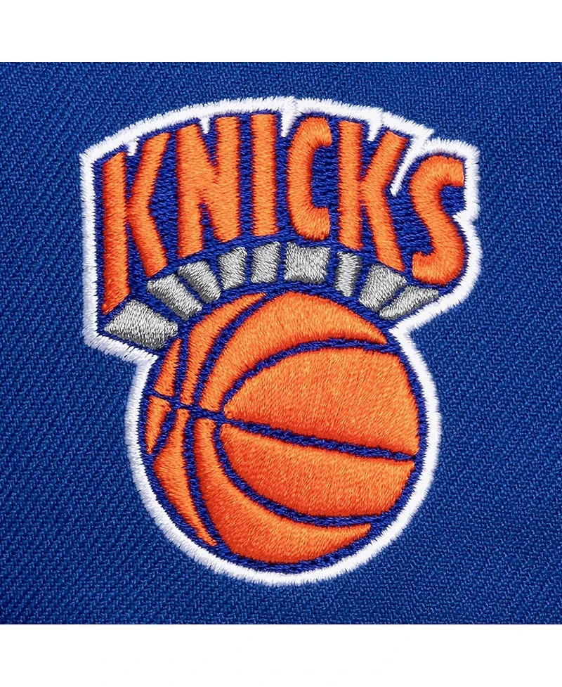 Mitchell & Ness Men's Blue New York Knicks Hardwood Classics Old School Stacked Text Snapback Hat