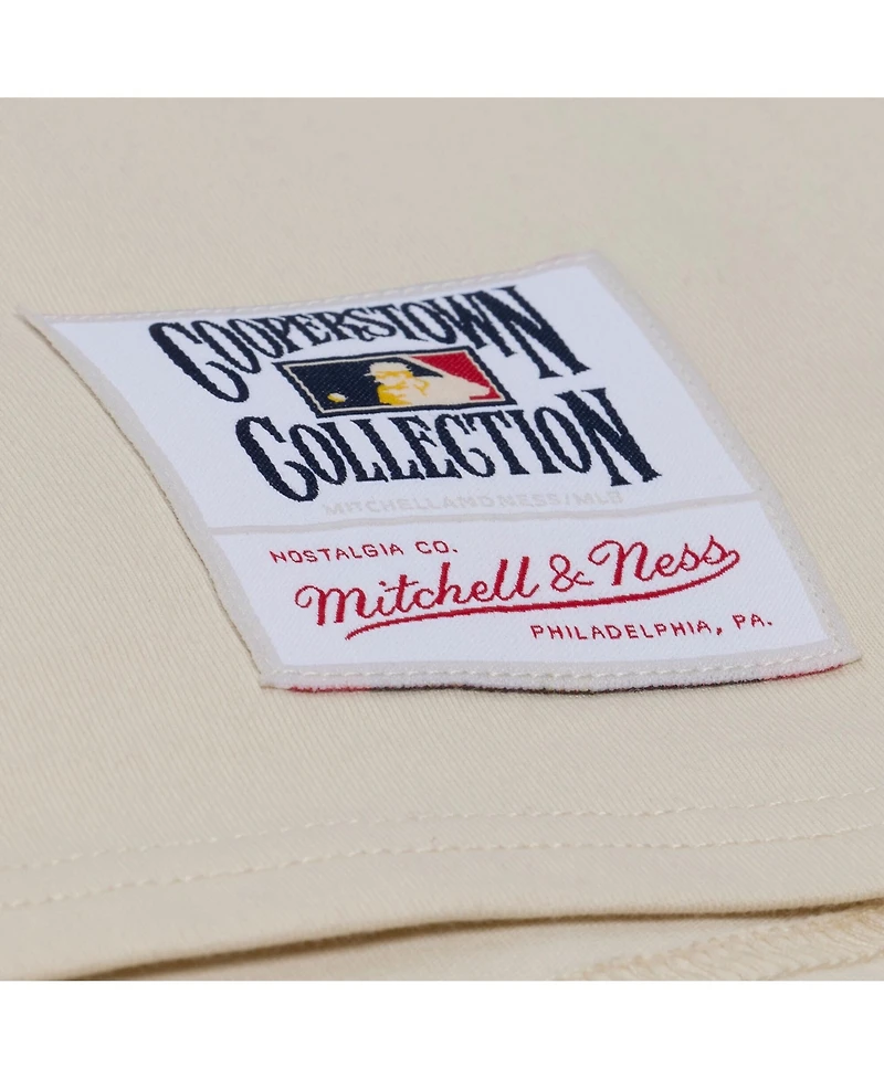 Mitchell & Ness Women's Cream Los Angeles Dodgers Cooperstown Yacht Rock Boxy Cropped T-Shirt