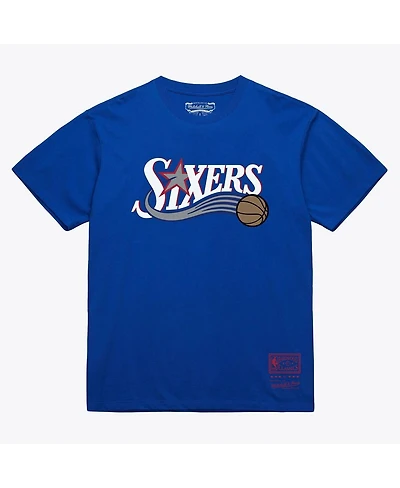 Mitchell & Ness Men's and Women's Royal Philadelphia 76ers Hardwood Classics Arch T-Shirt