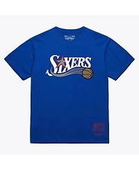 Mitchell & Ness Men's and Women's Royal Philadelphia 76ers Hardwood Classics Arch T-Shirt