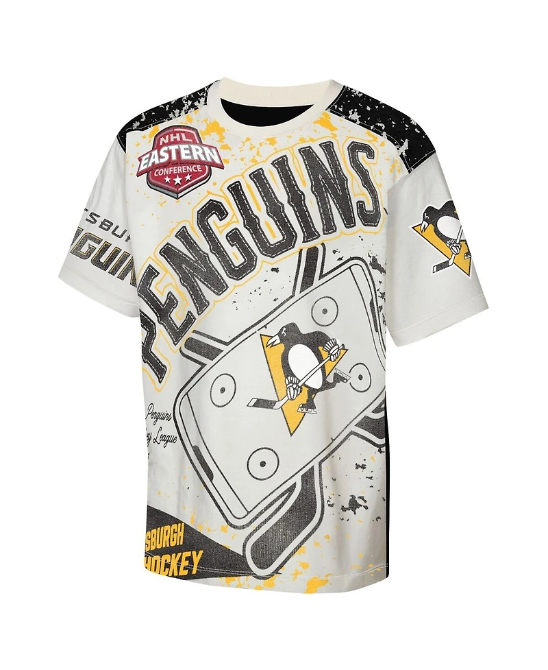 Outerstuff Big Boys and Girls Cream Pittsburgh Penguins Top Player T-Shirt