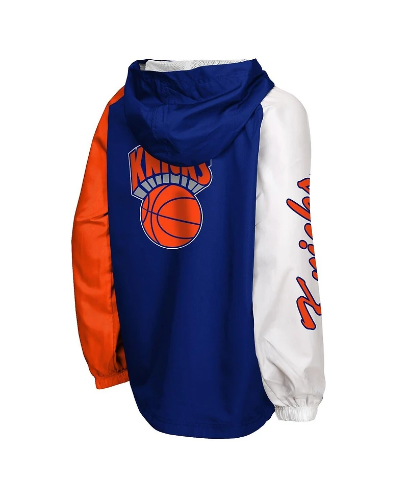 Mitchell & Ness Big Boys and Girls Blue New York Knicks Playoff Anorak Quarter-Zip Windbreaker Jacket