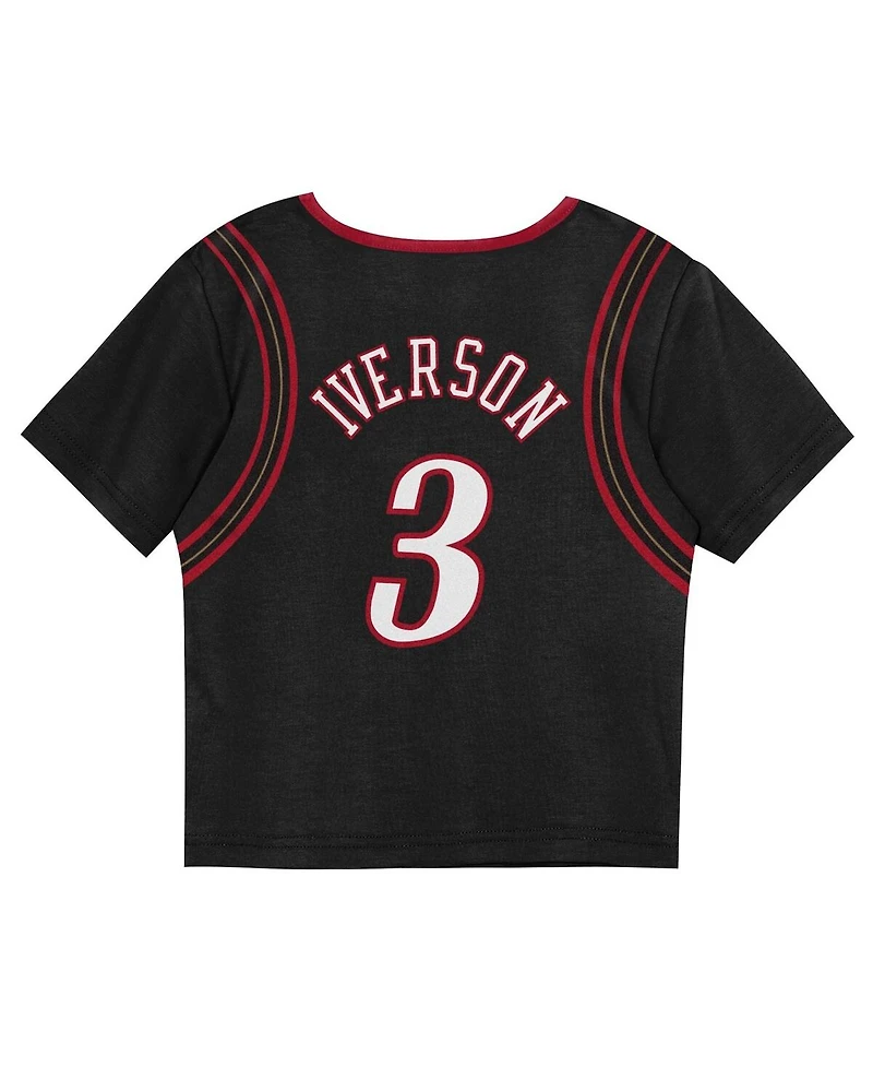 Mitchell & Ness Toddler 2-Piece Allen Iverson Black Philadelphia 76ers Play by Place T-Shirt and Shorts Set