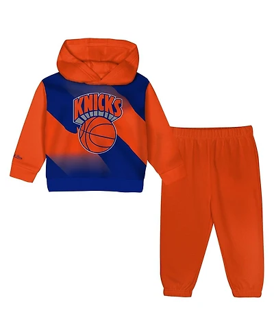 Mitchell & Ness Toddler 2-Piece Royal/Orange New York Knicks Big Face Oversized Pullover Hoodie and Pants Set