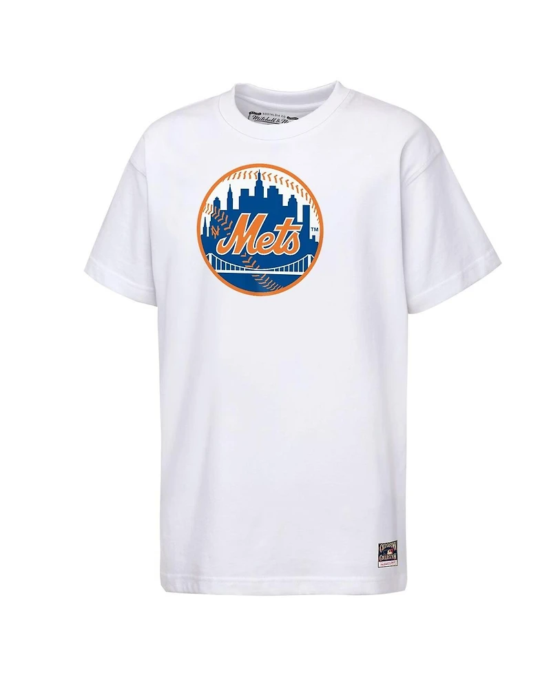 Mitchell & Ness Big Boys and Girls White New York Mets Cooperstown Concession T-Shirt