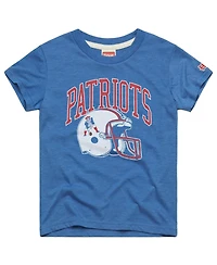 Homage Big Boys and Girls Royal New England Patriots Helmet Retro Tri-Blend T-Shirt