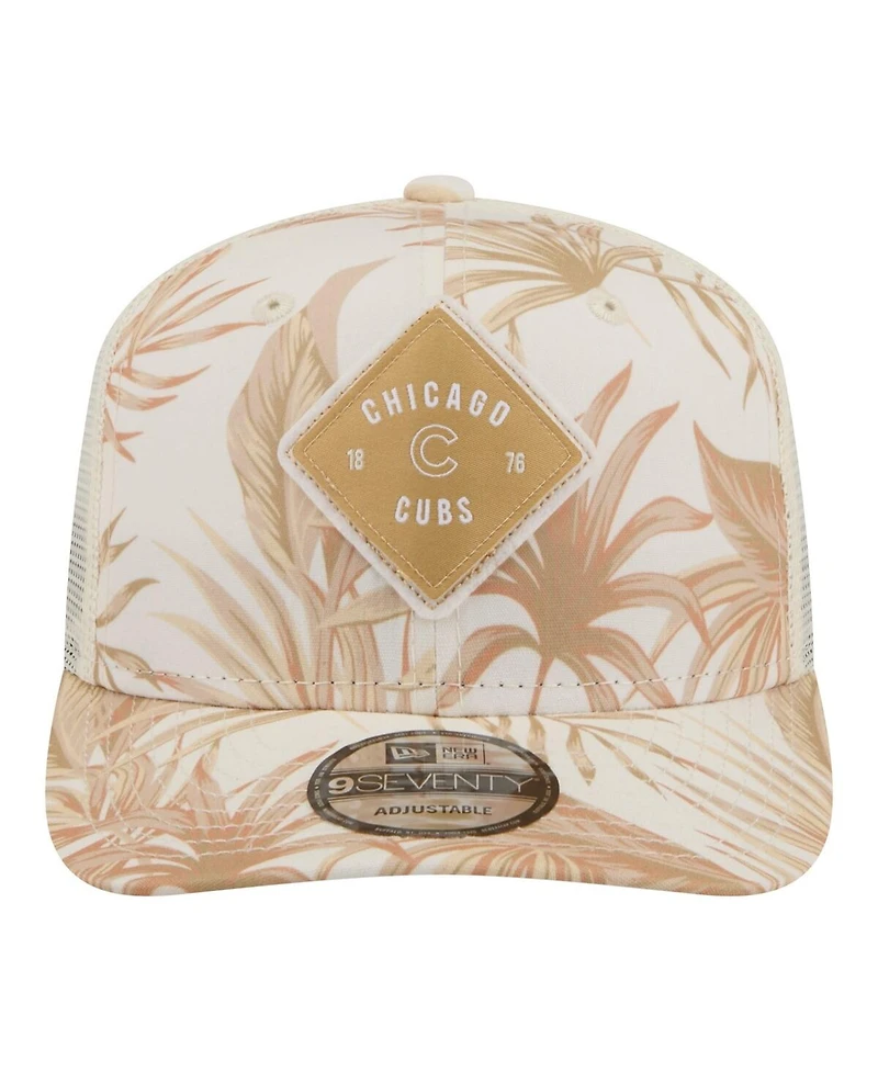 New Era Men's Tan Chicago Cubs Tonal Palm 9SEVENTY Adjustable Trucker Hat