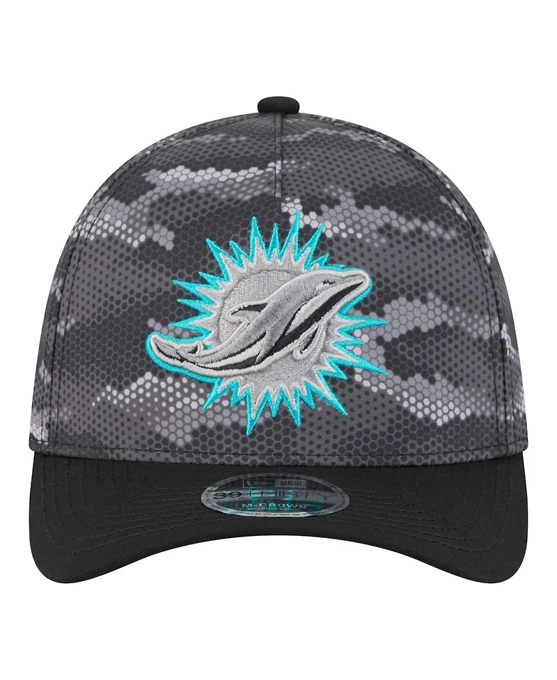 New Era Men's Black Miami Dolphins Camo A-Frame 39THIRTY Flex Hat