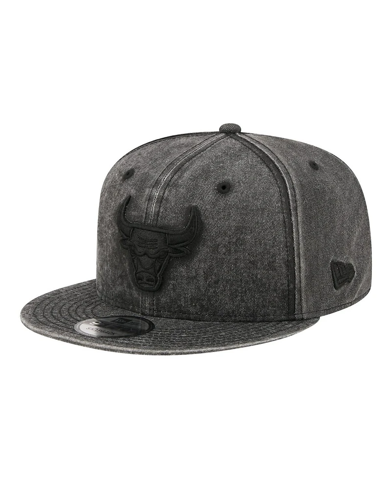 New Era Men's Black Chicago Bulls Washed Tonal 9FIFTY Snapback Hat