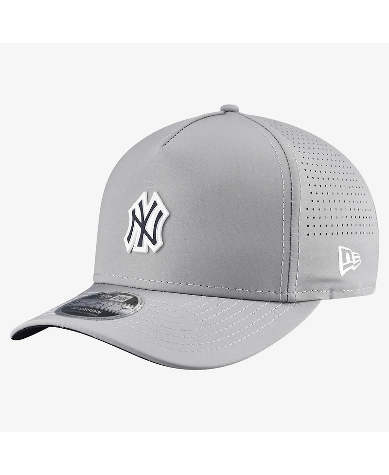 New Era Men's Gray New York Yankees Micro Logo 9FORTY M-Crown A-Frame Adjustable Hat