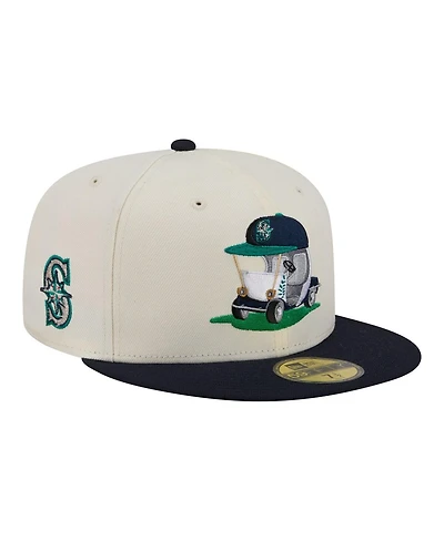 New Era Men's Cream/Navy Seattle Mariners Bullpen Cart 59FIFTY Fitted Hat