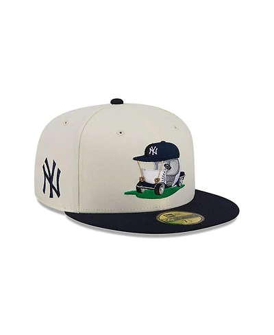New Era Men's Cream/Navy York Yankees Bullpen Cart 59FIFTY Fitted Hat