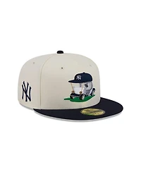 New Era Men's Cream/Navy York Yankees Bullpen Cart 59FIFTY Fitted Hat