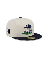 New Era Men's Cream/Navy Detroit Tigers Bullpen Cart 59FIFTY Fitted Hat