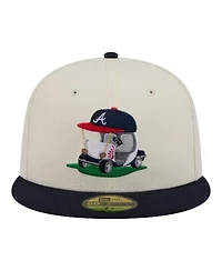 New Era Men's Cream/Navy Atlanta Braves Bullpen Cart 59FIFTY Fitted Hat