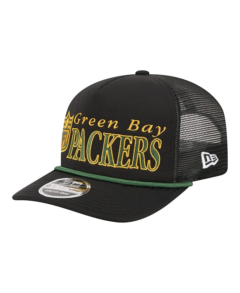 New Era Men's Black Green Bay Packers Throwback Foam 19TWENTY Adjustable Hat