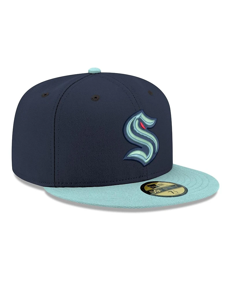 New Era Men's Navy Seattle Kraken Core Logo Two-Tone 59FIFTY Fitted Hat