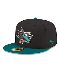 New Era Men's Black San Jose Sharks Core Logo Two-Tone 59FIFTY Fitted Hat