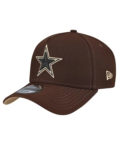 New Era Men's Dark Brown Dallas Cowboys Burnt Wood A-Frame 9FORTY Adjustable Hat