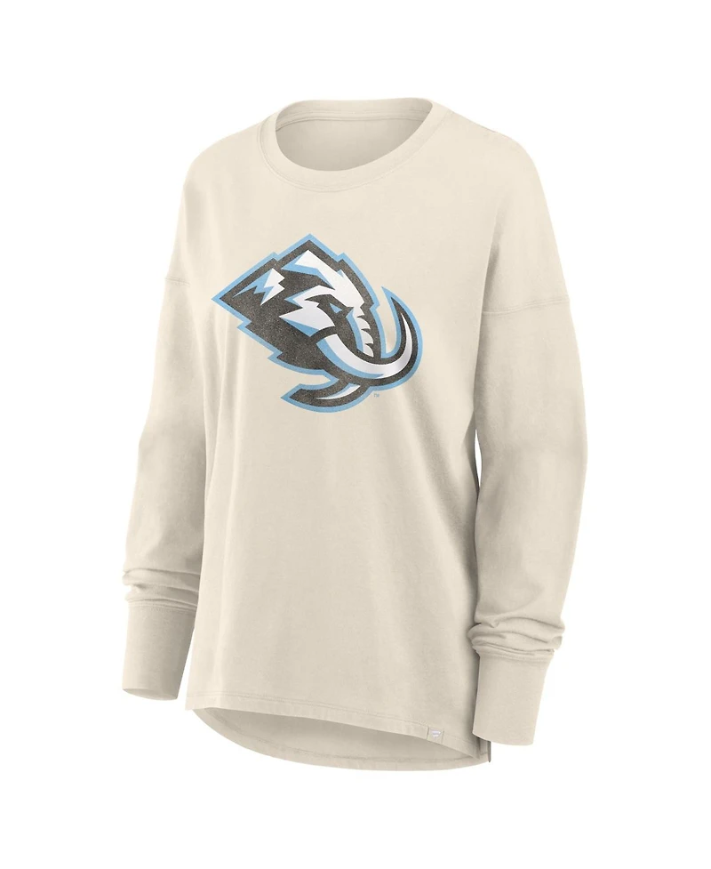 Fanatics Women's Cream Utah Mammoth Distressed Logo Long Sleeve T-Shirt