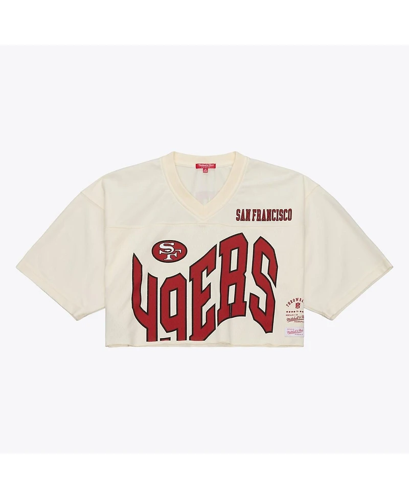 Mitchell & Ness Women's Jerry Rice Cream San Francisco 49ers Retired Player Cropped Fashion Jersey