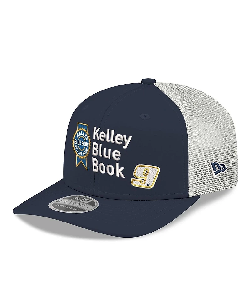 New Era Men's Navy/White Chase Elliott 2026 Kelly Blue Book 9SEVENTY Adjustable Trucker Hat