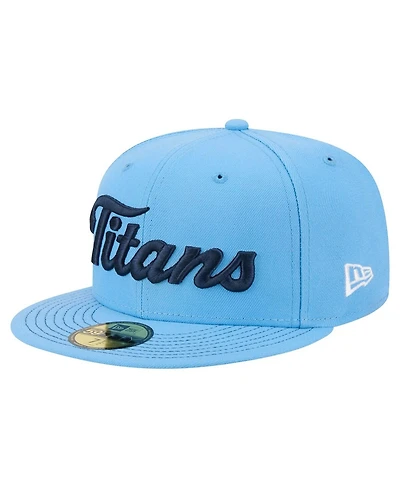 New Era Men's Light Blue Tennessee Titans Script 59FIFTY Fitted Hat