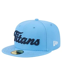 New Era Men's Light Blue Tennessee Titans Script 59FIFTY Fitted Hat