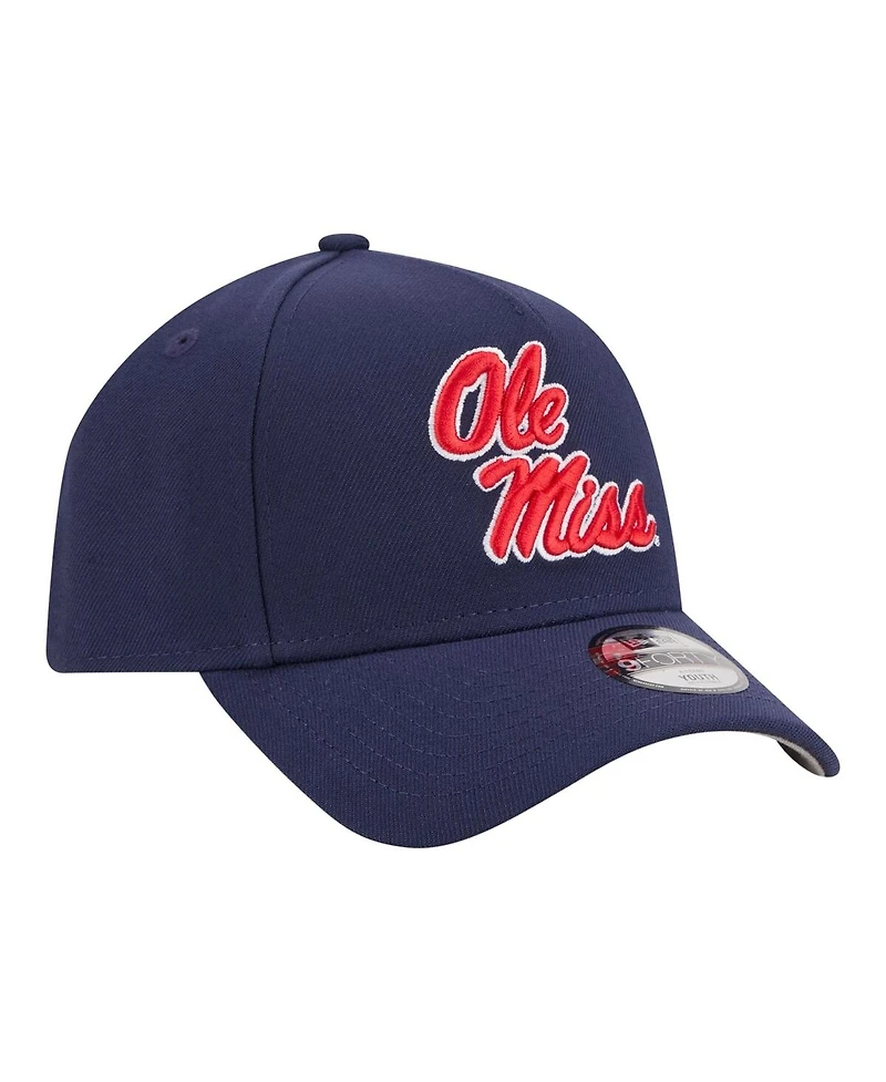 New Era Big Boys and Girls Navy Ole Miss Rebels 9FORTY A-Frame Adjustable Hat
