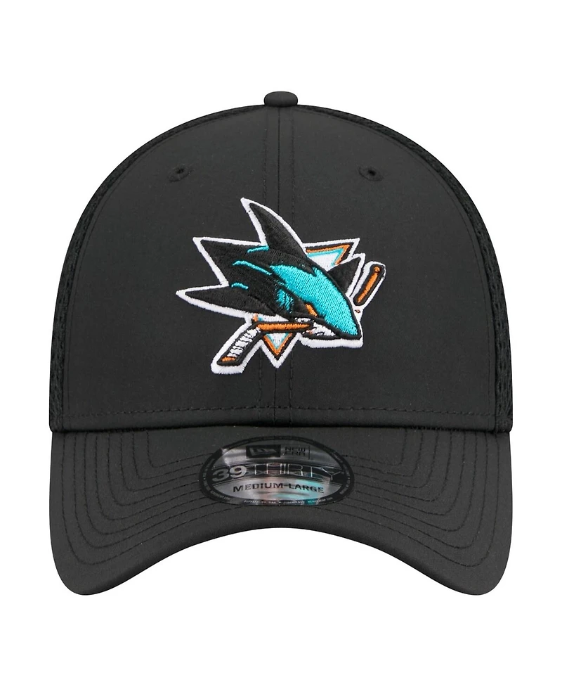 New Era Men's Black San Jose Sharks Logo 39THIRTY Flex Hat