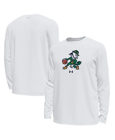 Under Armour Men's White Notre Dame Fighting Irish Basketball Leprechaun Tech Stretch Long Sleeve T-Shirt