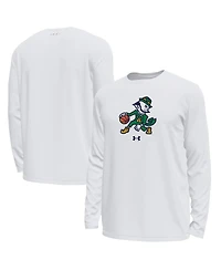 Under Armour Men's White Notre Dame Fighting Irish Basketball Leprechaun Tech Stretch Long Sleeve T-Shirt