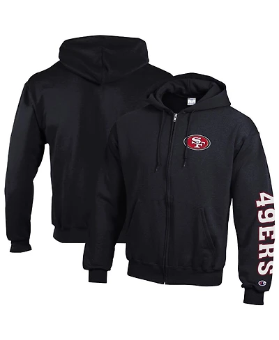 Champion Men's Black San Francisco 49ers Powerblend Fleece Full-Zip Hoodie