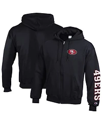Champion Men's Black San Francisco 49ers Powerblend Fleece Full-Zip Hoodie