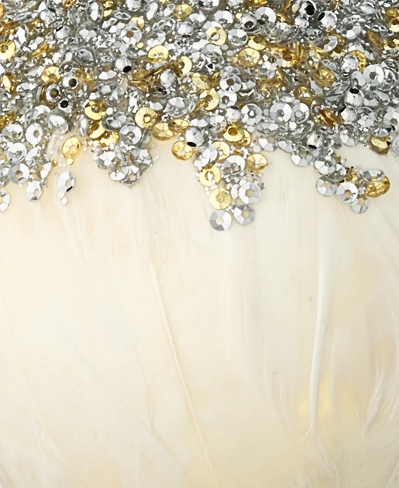 Holiday Lane Gilded Glamour Feather with Trim Ball Ornament, Macy's Exclusive