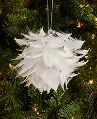 Holiday Lane Gilded Glamour White Feather Ball Ornament, Macy's Exclusive
