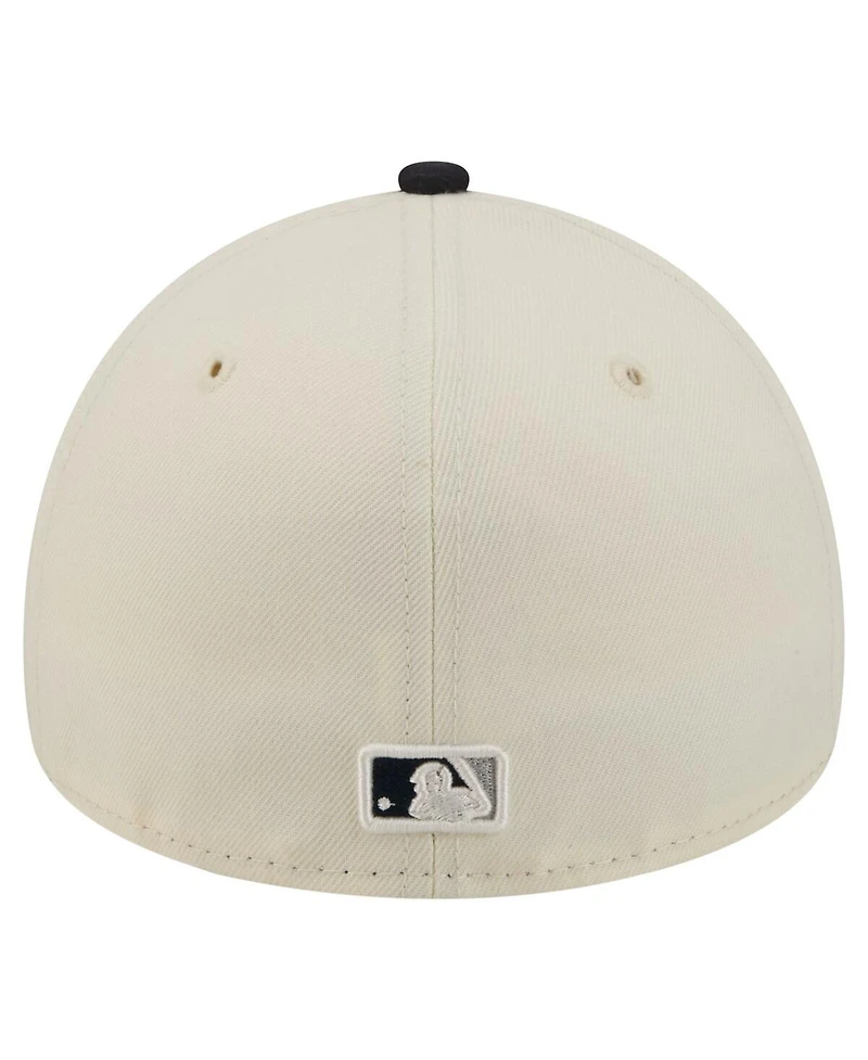 New Era Men's Cream/Navy York Yankees Chrome A-Frame 59FORTY Adjustable Hat