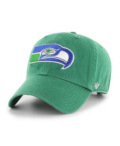 '47 Brand Men's and Women's Green Seattle Seahawks Throwback Clean Up Adjustable Hat